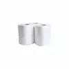 Quatre rouleaux de Papier toilette domestique 3 plis - pur ouate blanc 250F - Ecolabel sont empilés en carré sur un fond blanc uni.