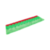Le Bandeau tricomposition velcro vert et rouge (14 x 48 cm) présente une forme rectangulaire avec un motif en zigzag vert et rouge, sur fond blanc.