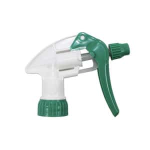 Une Tête de pulvérisateur 600 ml canyon (Vert), dotée d'une buse de pulvérisation en plastique vert et blanc, est présentée sur un fond blanc uni.