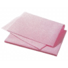 Deux chiffons de nettoyage Lavette non tissée ajourée PRODISCOL avec une surface texturée rose sont pliés et placés sur un fond blanc uni.