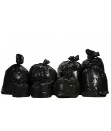 Six sacs poubelle Sac poubelle 160 L noir sont regroupés sur un fond blanc.