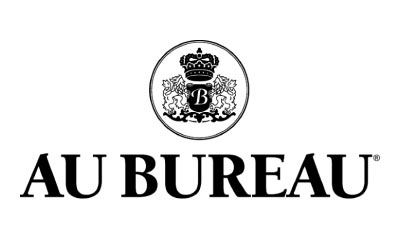 Logo en noir et blanc représentant un écusson avec deux lions, une couronne et la lettre "B" au-dessus des mots "AU BUREAU" en caractères gras et majuscules.
